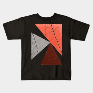 Abstract Pattern Coral / Brown Triangles Kids T-Shirt